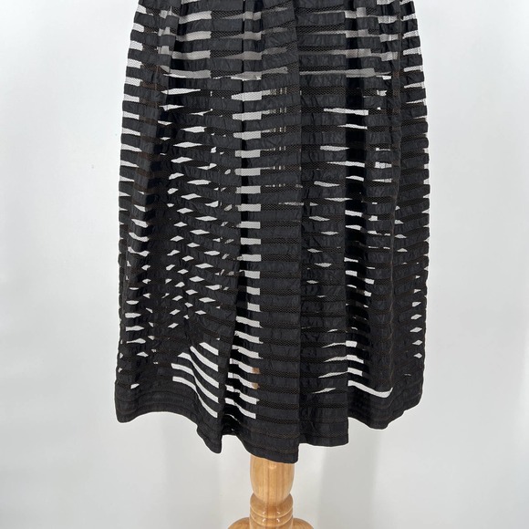 VINTAGE 50s Dress Womens XS Black Sheer Stripe Tulle Fit and Flare Layering - Picture 7 of 13